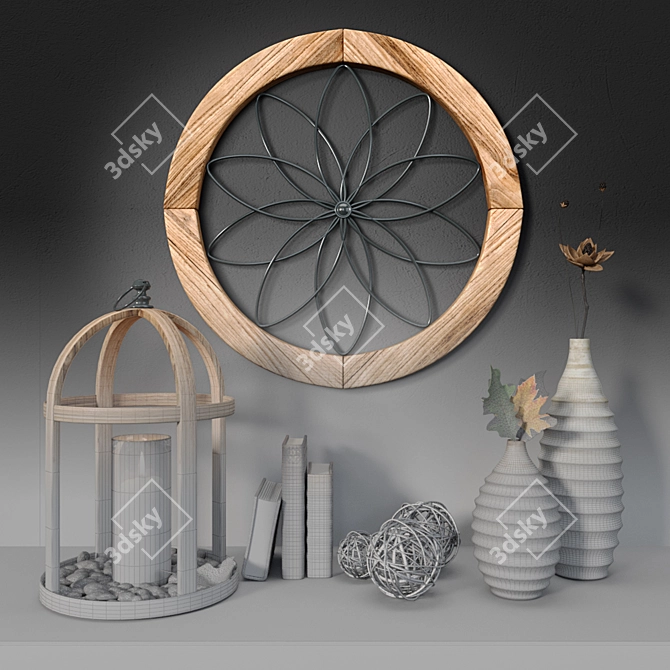 Rustic Wood Decor Set 3D model image 3