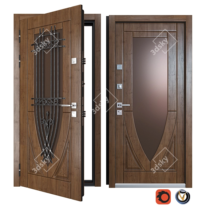 Vezha 9 Metal Entrance Door - Your Frame 3D model image 1