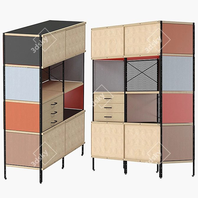 Eames ESU Bookcase: Stylish Storage Solution 3D model image 2