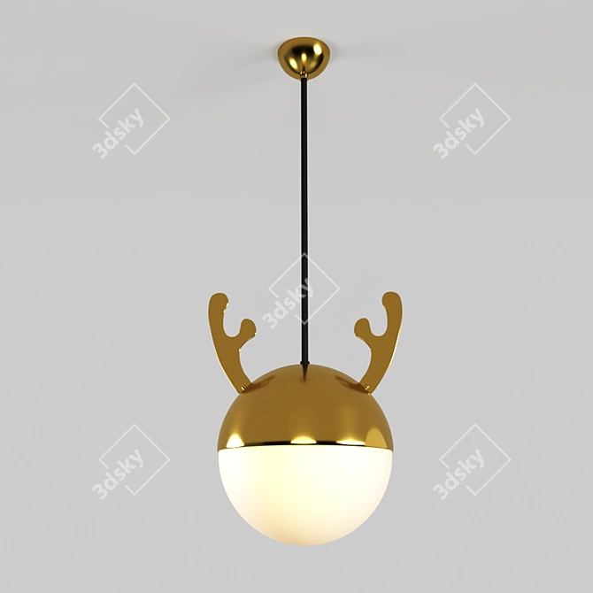 Modern Golden Pendant Light with Adjustable Height 3D model image 1