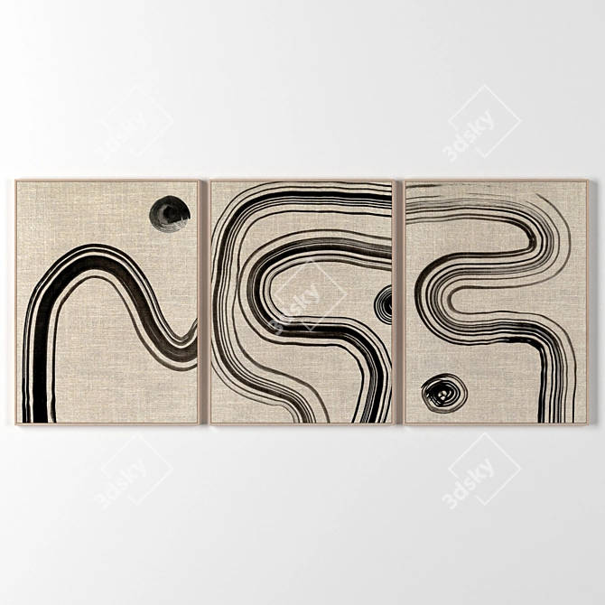 Wooden Frame Collection: Set of 3 Frames 3D model image 1