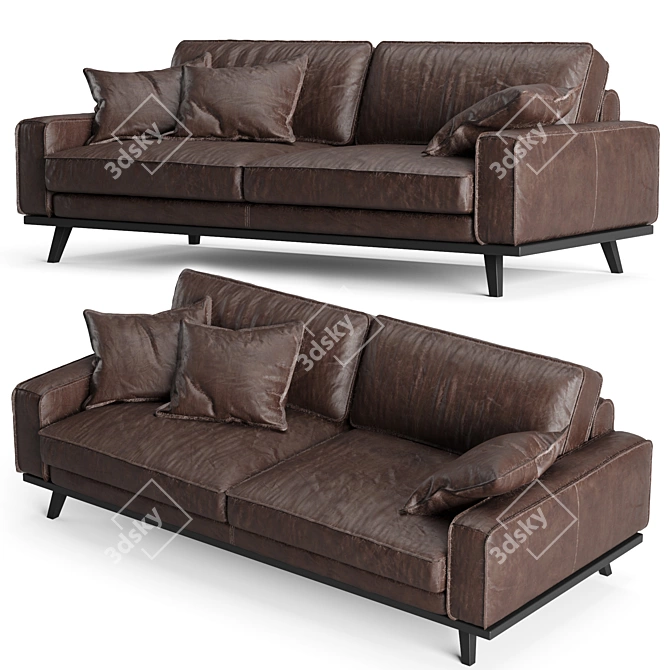 Industrial Chic Finch Leather Sofa 3D model image 1