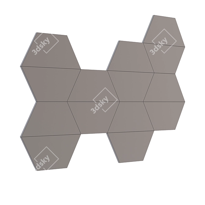 Hexagonal Wood Slab Decor Panel 3D model image 3