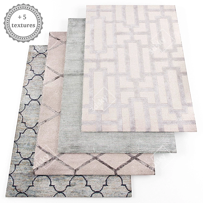 Modern Style Rug Set with 5 Additional Textures 3D model image 1