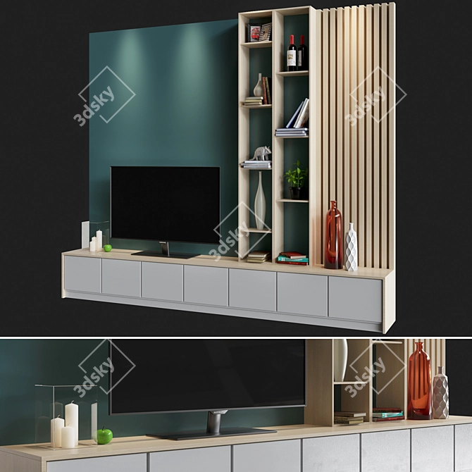 Modern TV Zone for Living Room 3D model image 1