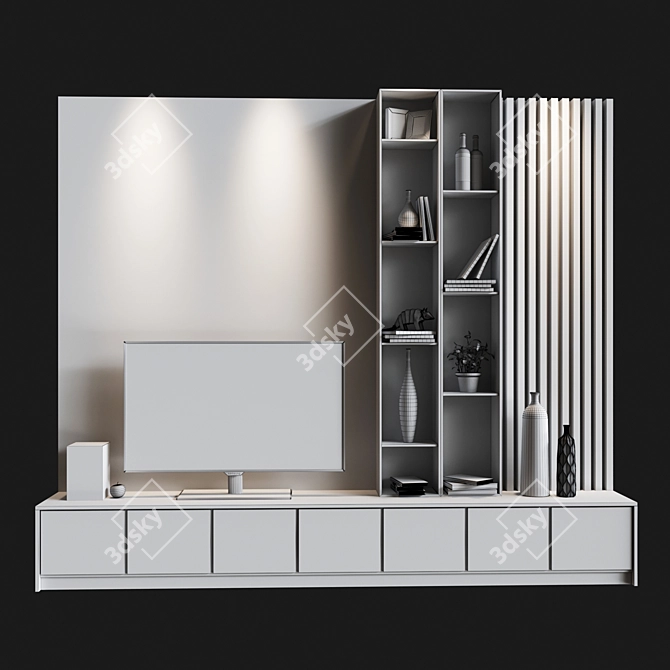 Modern TV Zone for Living Room 3D model image 3