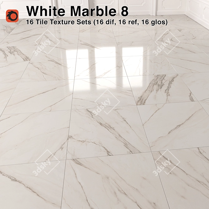 Premium White Marble Tiles - 8 3D model image 1