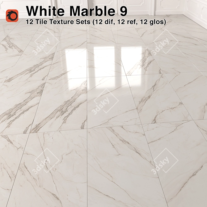 White Marble Tiles - High Quality Material 3D model image 1