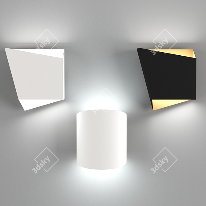 Modern Asymmetric LED Sconce 20W 3D model image 1