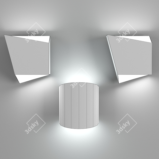 Modern Asymmetric LED Sconce 20W 3D model image 2