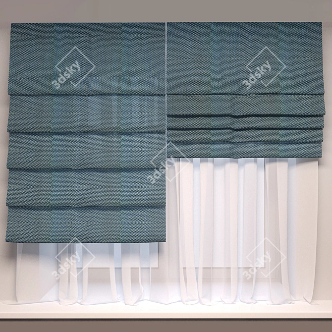 Elegant Roman Curtains 3D model image 1