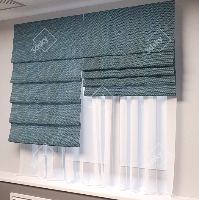 Elegant Roman Curtains 3D model image 2