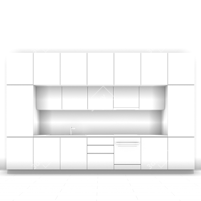 Sleek Modern Kitchen Unit 3D model image 3