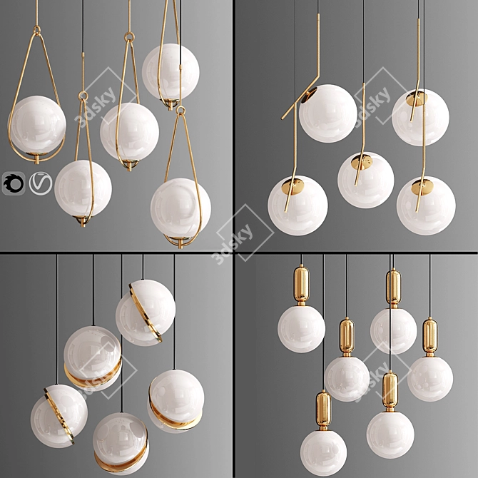 Sleek Ceiling Light Set 36 3D model image 1