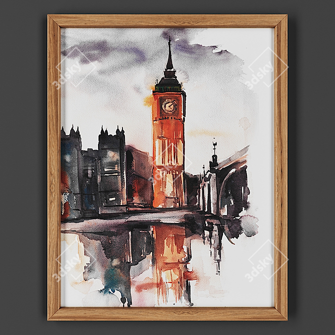 Wooden Framed Painting 3D model image 1