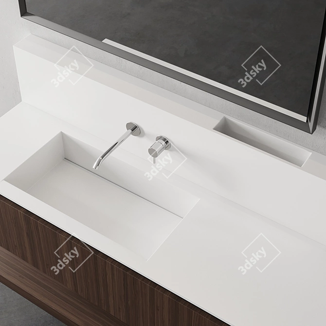 Sleek Wood Vanity with Drawers - Cerasa NEROLAB SET 3 3D model image 2