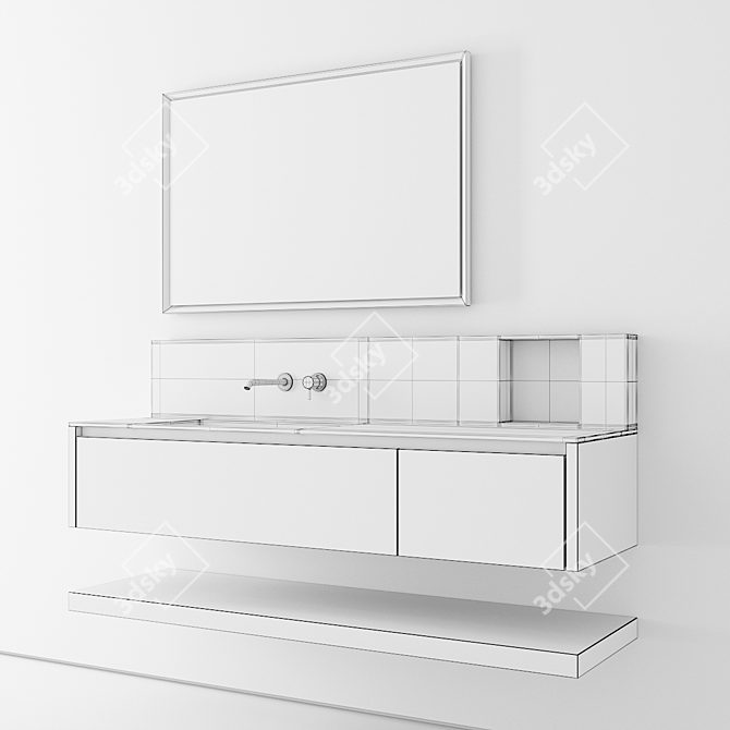 Sleek Wood Vanity with Drawers - Cerasa NEROLAB SET 3 3D model image 3