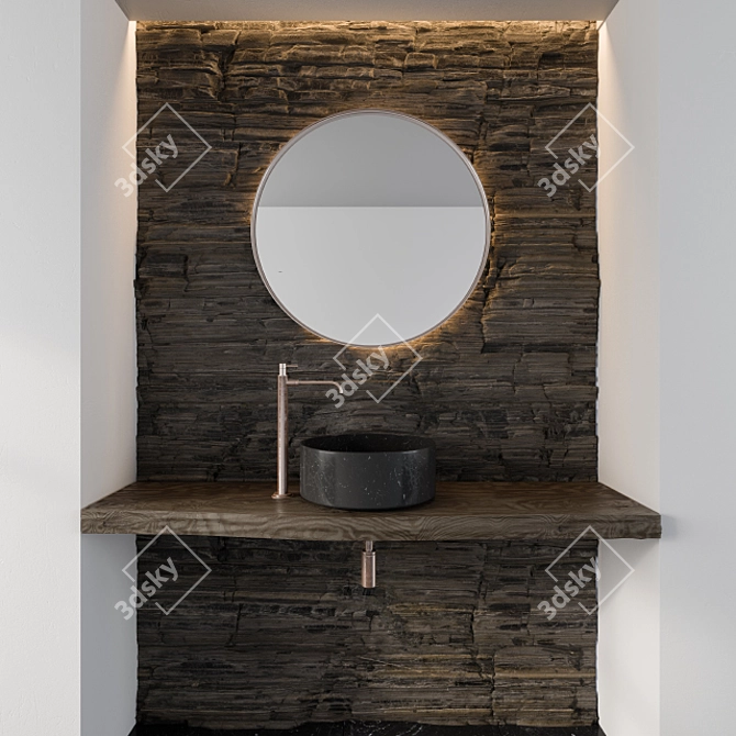 Rock Wall Bathroom Furniture 3D model image 1