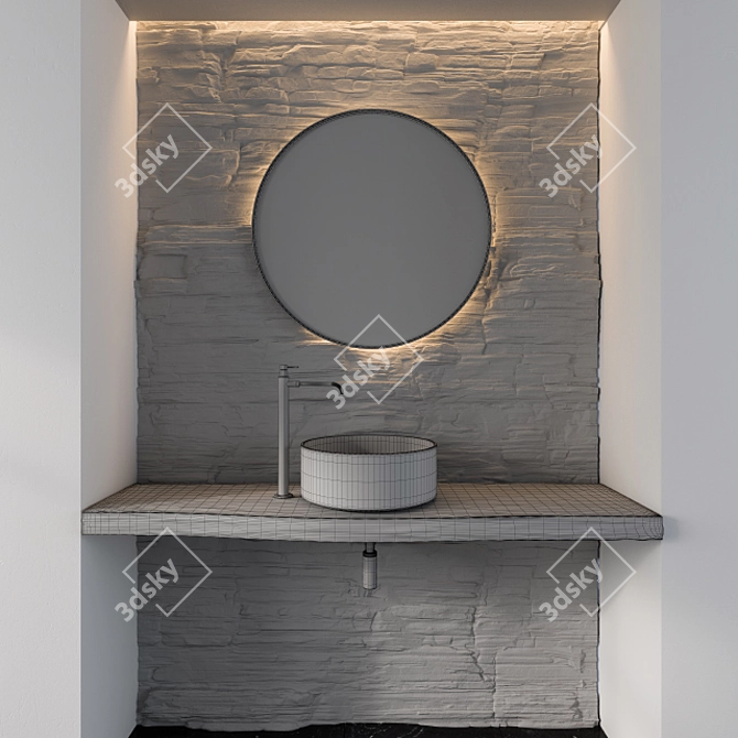 Rock Wall Bathroom Furniture 3D model image 3