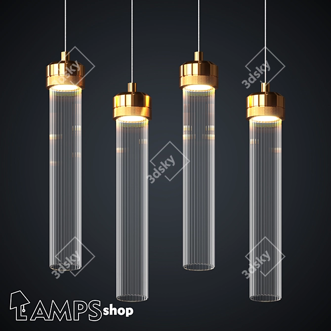 Glimmering Barrel Pendant Chandelier 3D model image 1