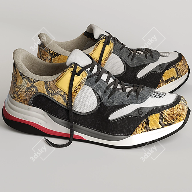 Gucci Men's Tejus Printed Leather Sneakers 3D model image 1