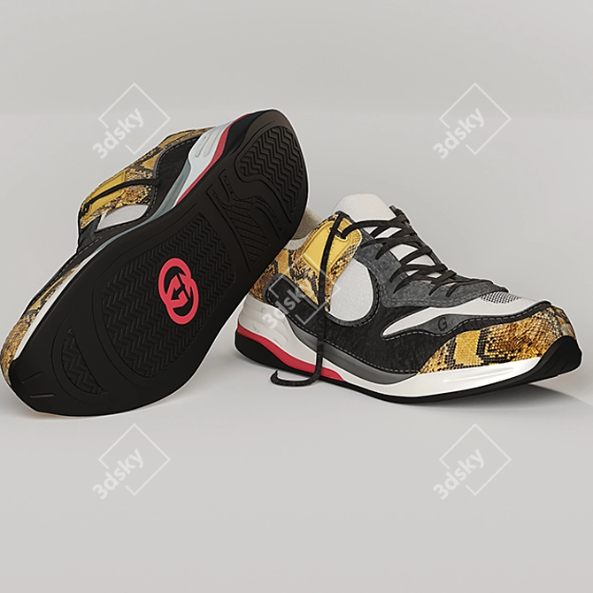 Gucci Men's Tejus Printed Leather Sneakers 3D model image 3