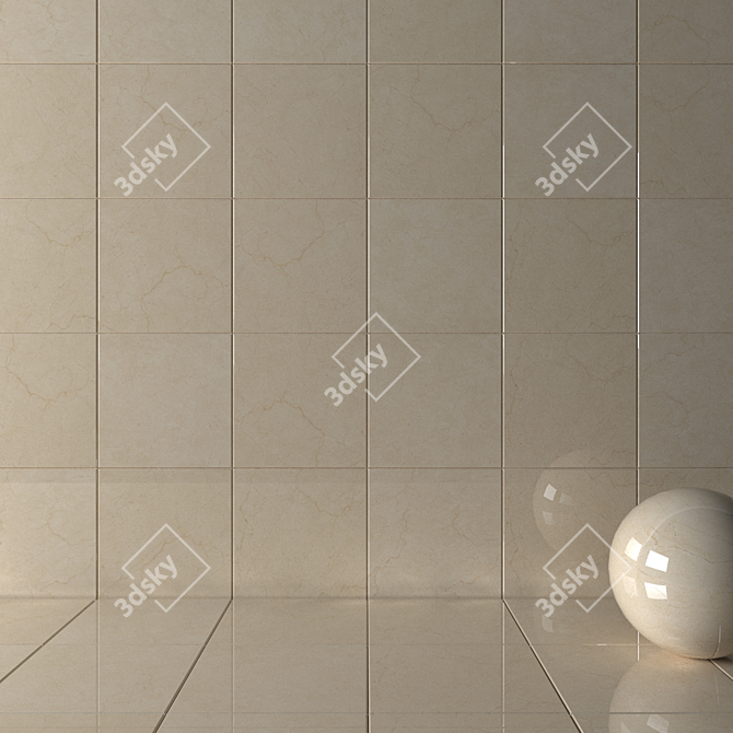 Chic Cream Wall and Floor Tiles 3D model image 2