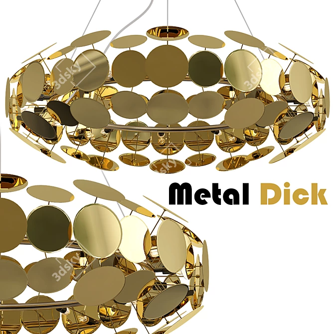 Sleek Metal Disc Chandelier 3D model image 1