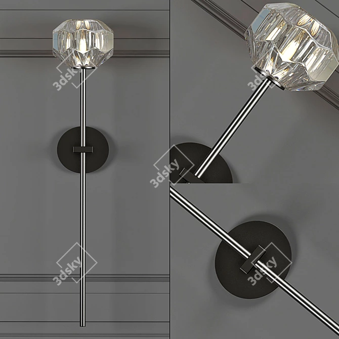 Modern Crystal Ball Wall Sconce 3D model image 1