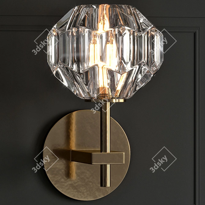 Crystal Glass Single Sconce: Elegant Illumination 3D model image 1