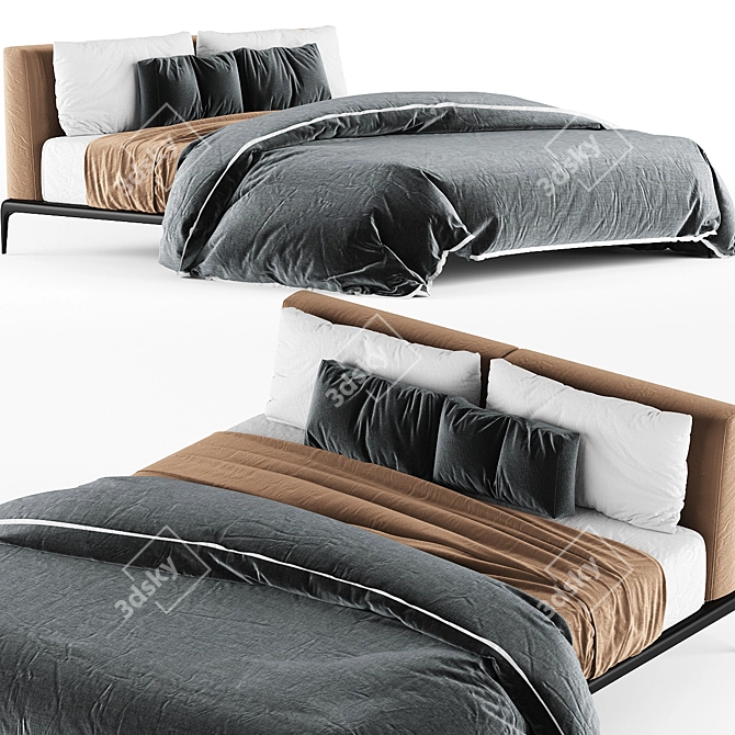 Carlo Colombo Poliform Park Bed: Sleek & Modern Sleeping Solution 3D model image 1