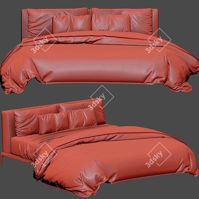 Carlo Colombo Poliform Park Bed: Sleek & Modern Sleeping Solution 3D model image 3