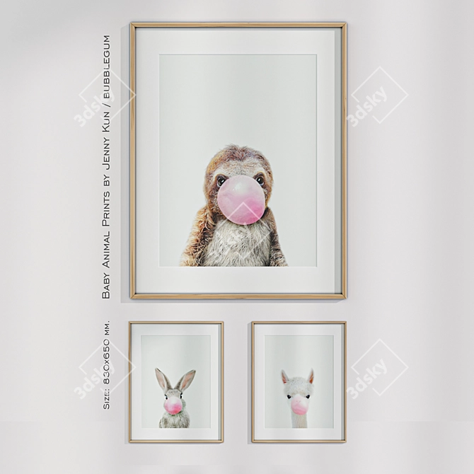 Bubblegum Baby Animal Prints by Jenny Kun 3D model image 2