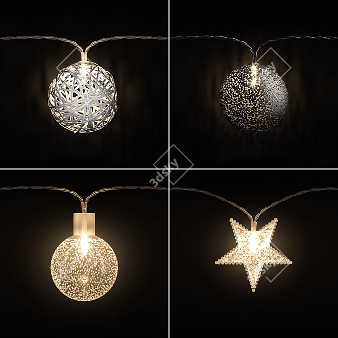 Magical Festive Garland Lights 3D model image 1