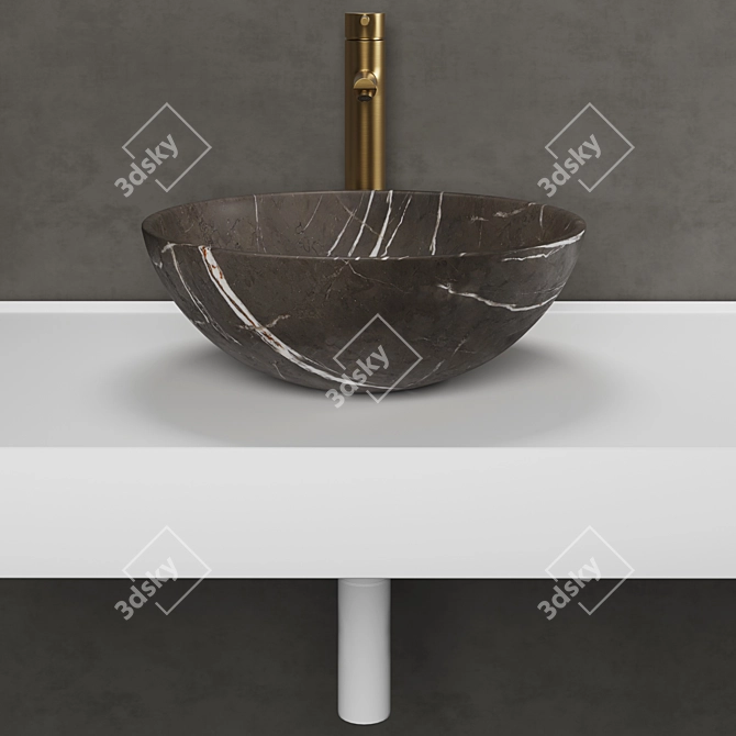 Gray Marble Basin - Giro Pietra: Luxurious Stone 3D model image 2