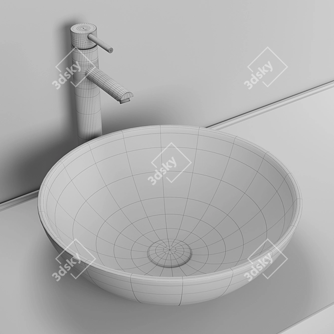 Gray Marble Basin - Giro Pietra: Luxurious Stone 3D model image 3