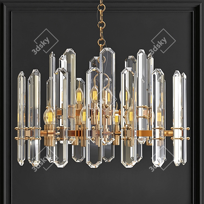 Bonnington Chandelier: Modern Brass and Glass Restoration Hardware 3D model image 1