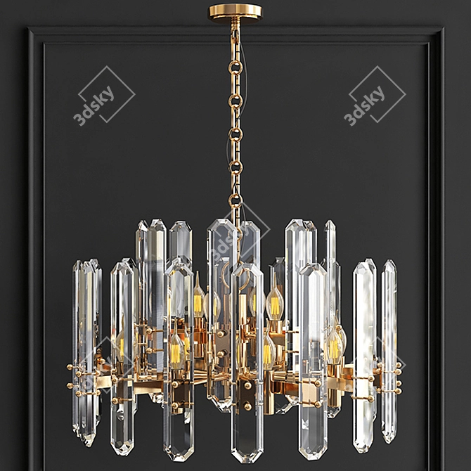 Bonnington Chandelier: Modern Brass and Glass Restoration Hardware 3D model image 2