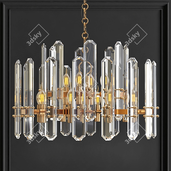 Bonnington Chandelier: Modern Brass and Glass Restoration Hardware 3D model image 4