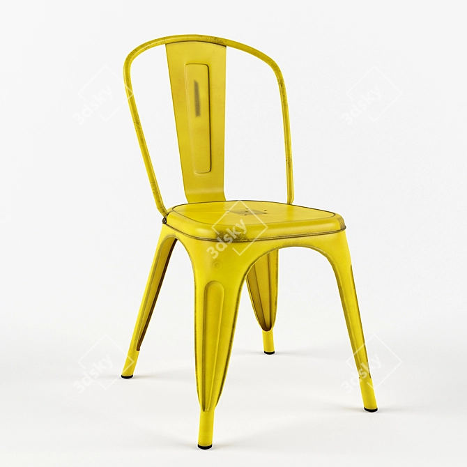 Rustic Yellow Stackable Metal Chair 3D model image 1