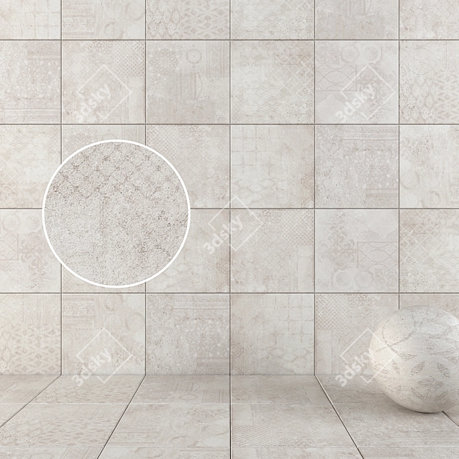 Ecru Random HD Wall Tiles 3D model image 1