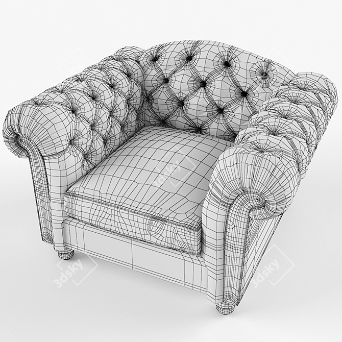 Windsor Velvet Accent Chair 3D model image 3