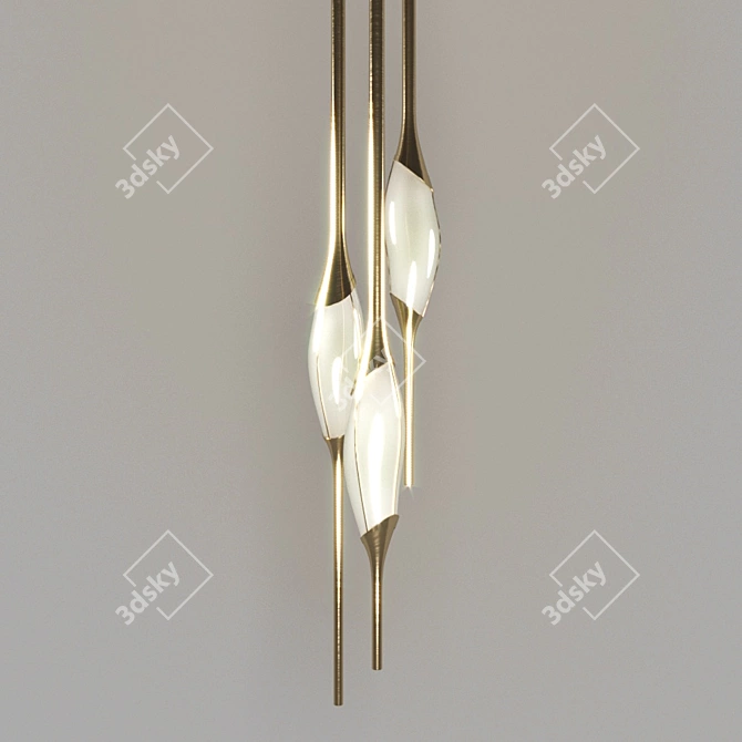 Pezzo 44.12021: Modern Gold Metal Pendant Light 3D model image 1