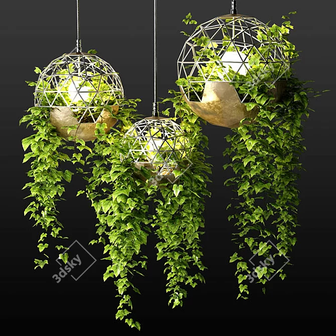 Plant-Lit Pendants | Radiant Greenery 3D model image 1