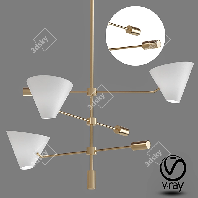 Italian Metal Chandelier: Contemporary Loft Pendant 3D model image 1