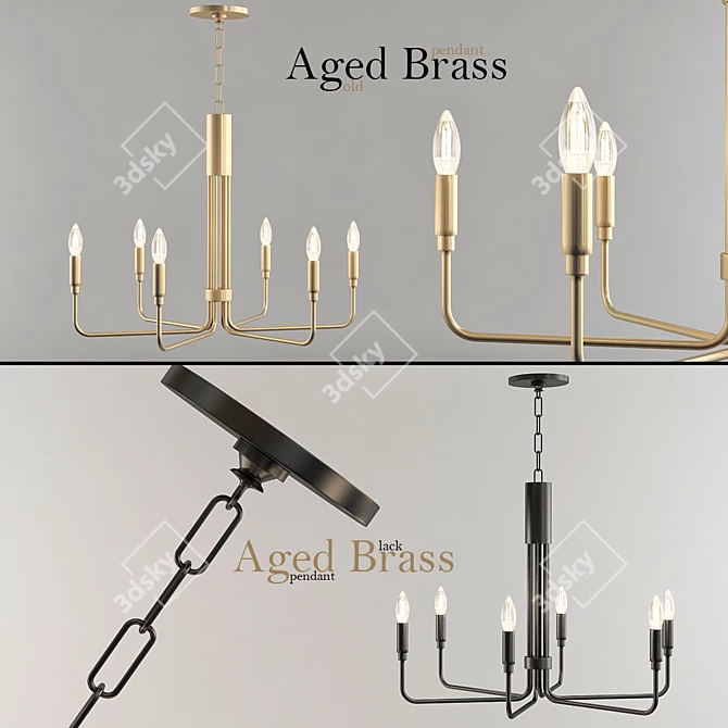 Vintage Brass Pendant Light - Brigitte 3D model image 1