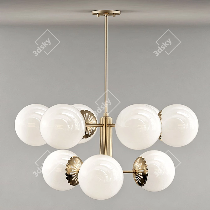 Elegant Opal Glass Chandelier 3D model image 1