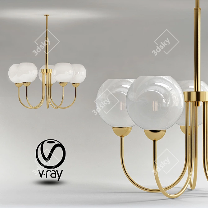 Elegant 5-Light Vintage Gold Chandelier 3D model image 1