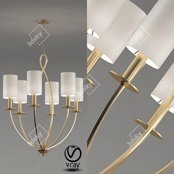 Golden Glow: Castana 6-Light Chandelier 3D model image 1