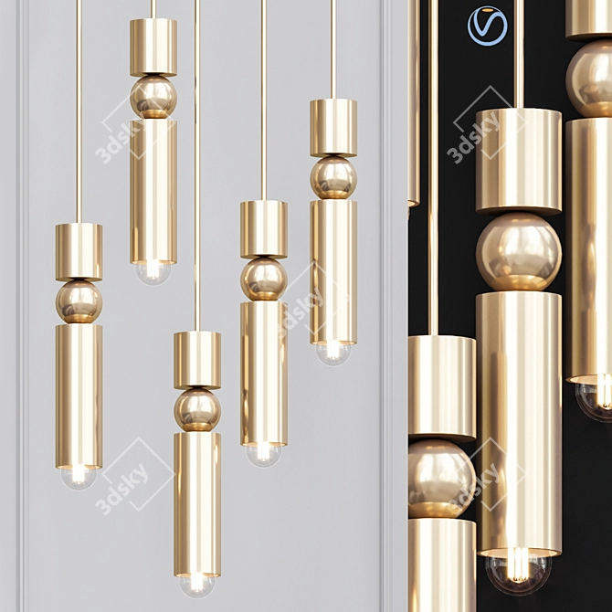 Elegant Fulcrum Brass Lighting 3D model image 1